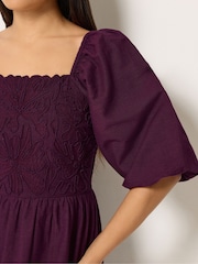 パープル - M&Co Petite 3/4 Sleeve Cornelli Dress - 画像 4 / 6