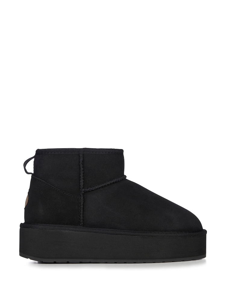 EMU Australia Black Stinger Micro Flatform Sheepskin Boots - Image 1 of 6