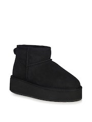 EMU Australia Black Stinger Micro Flatform Sheepskin Boots - Image 3 of 6