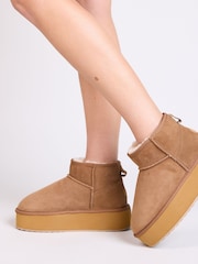 EMU Australia Brown Stinger Micro Flatform Sheepskin Boots - Image 5 of 12