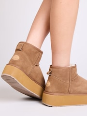 EMU Australia Brown Stinger Micro Flatform Sheepskin Boots - Image 6 of 12