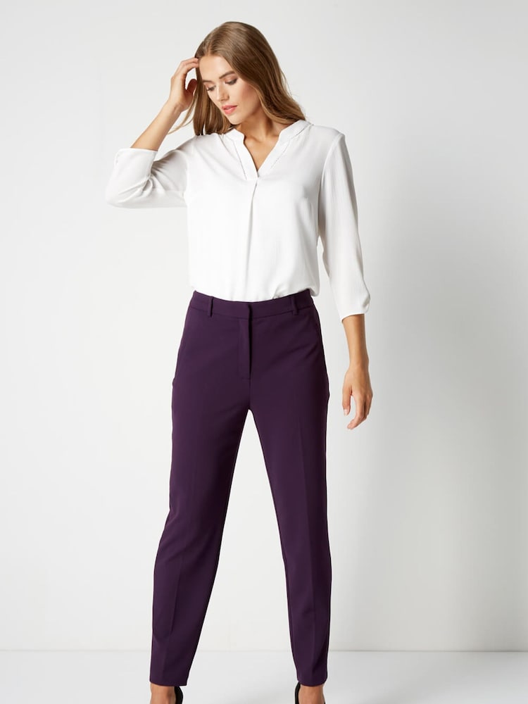 Roman Purple Short Straight Leg Stretch Trousers - Image 2 of 4