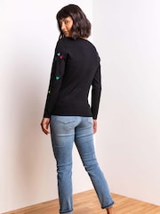 Roman Black Heart Print Embroidered Jumper - Image 2 of 5