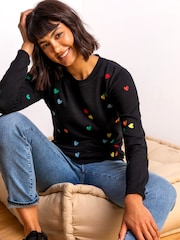 Roman Black Heart Print Embroidered Jumper - Image 4 of 5