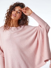Roman Pink Sparkle Embellished Tassel Poncho - Image 3 of 5