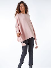 Roman Pink Sparkle Embellished Tassel Poncho - Image 5 of 5