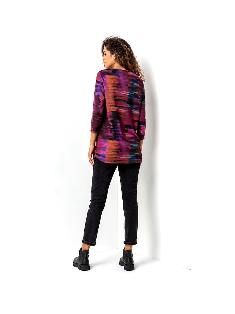 Roman Purple Abstract Print Pocket Top with Snood - Image 2 of 4