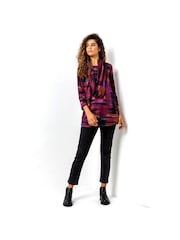 Roman Purple Abstract Print Pocket Top with Snood - Image 4 of 4