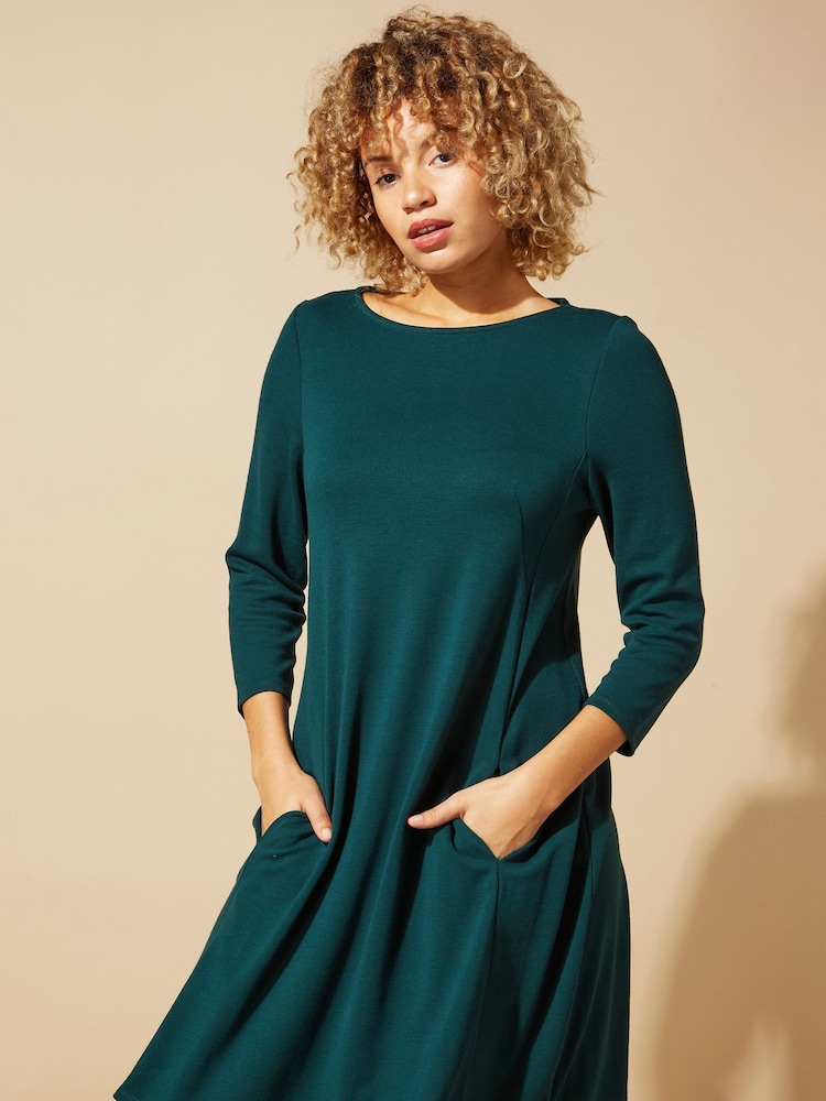 Roman Green A-Line Pocket Detail Swing Dress - Image 1 of 4