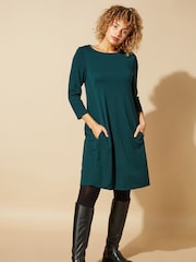 Roman Green A-Line Pocket Detail Swing Dress - Image 2 of 4