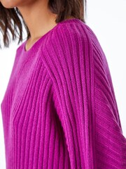 Roman Pink Ribbed Chevron Print Batwing Jumper - Image 2 of 5