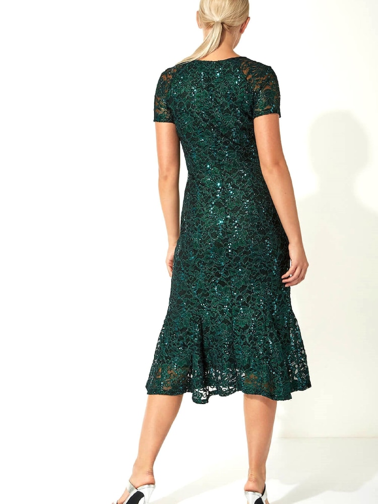 Roman Midikleid aus Spitze mit Pailletten in Metallicoptik - Bild 2 von 3 Roman Midikleid aus Spitze mit Pailletten in Metallicoptik - Bild 2 von 3