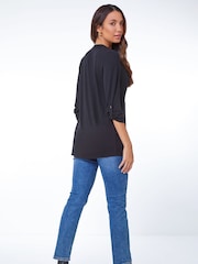 Roman Black Button Detail Tunic Top - Image 2 of 5
