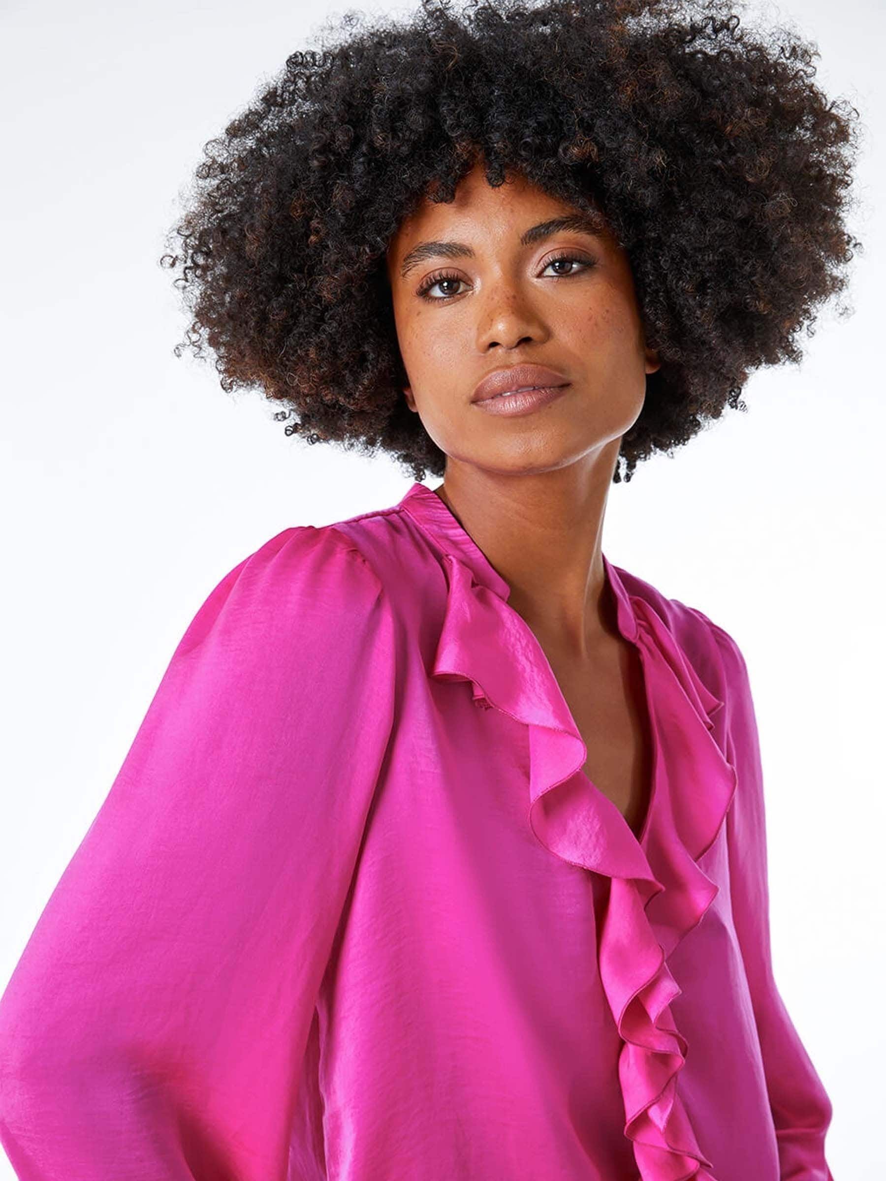Buy Roman Pink Satin Ruffle Neck Blouse from Next USA