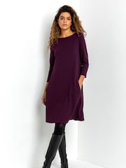 Roman Purple A-Line Pocket Detail Swing Dress - Image 1 of 4