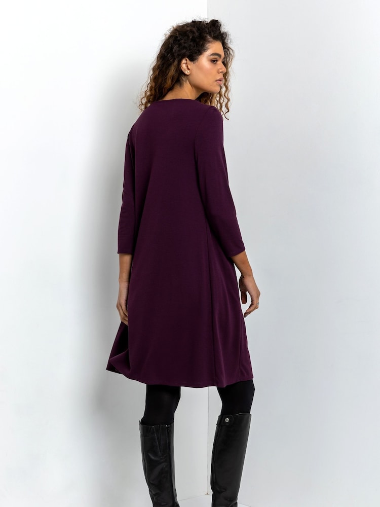 Roman Purple A-Line Pocket Detail Swing Dress - Image 2 of 4