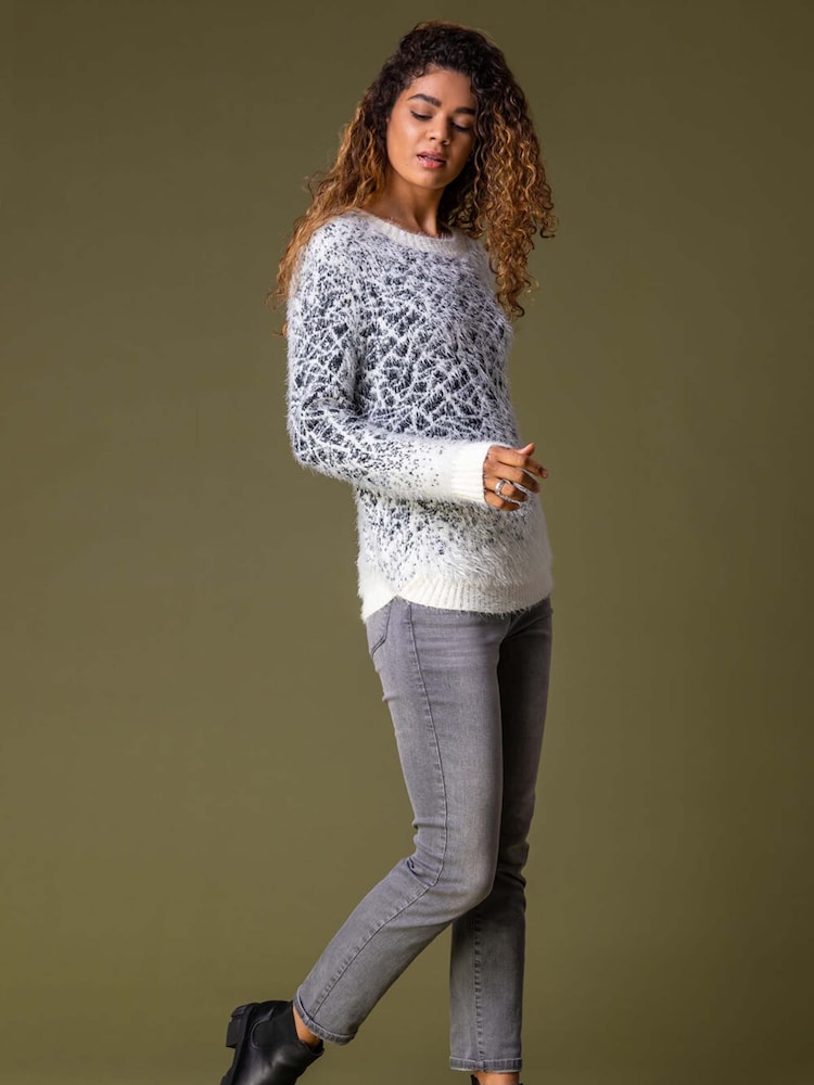 Roman White Mosaic Print Fluffy Jumper - Image 2 of 4