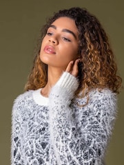 Roman White Mosaic Print Fluffy Jumper - Image 4 of 4