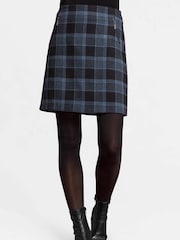 Roman Blue Check Print Zip Pocket A-Line Skirt - Image 2 of 7