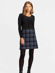 Roman Blue Check Print Zip Pocket A-Line Skirt - Image 4 of 7
