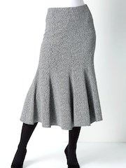 Roman Grey Flared Textured Midi Stretch Skirt - Image 3 of 5
