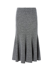 Roman Grey Flared Textured Midi Stretch Skirt - Image 5 of 5
