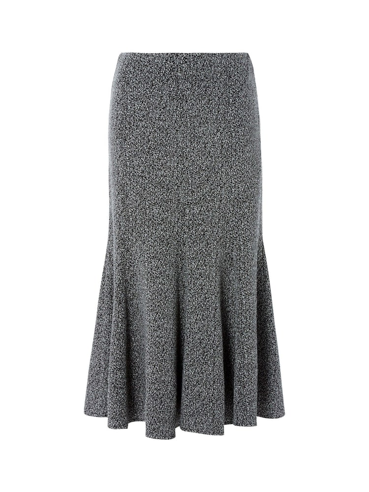Roman Grey Flared Textured Midi Stretch Skirt - Image 5 of 5