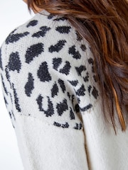Roman Brown Animal Print Colourblock Jumper - Image 6 of 6