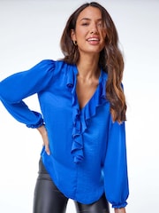 Roman Satin Ruffle Neck Blouse - Image 1 of 5