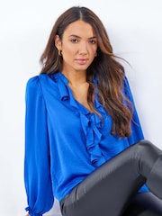 Roman Satin Ruffle Neck Blouse - Image 4 of 5