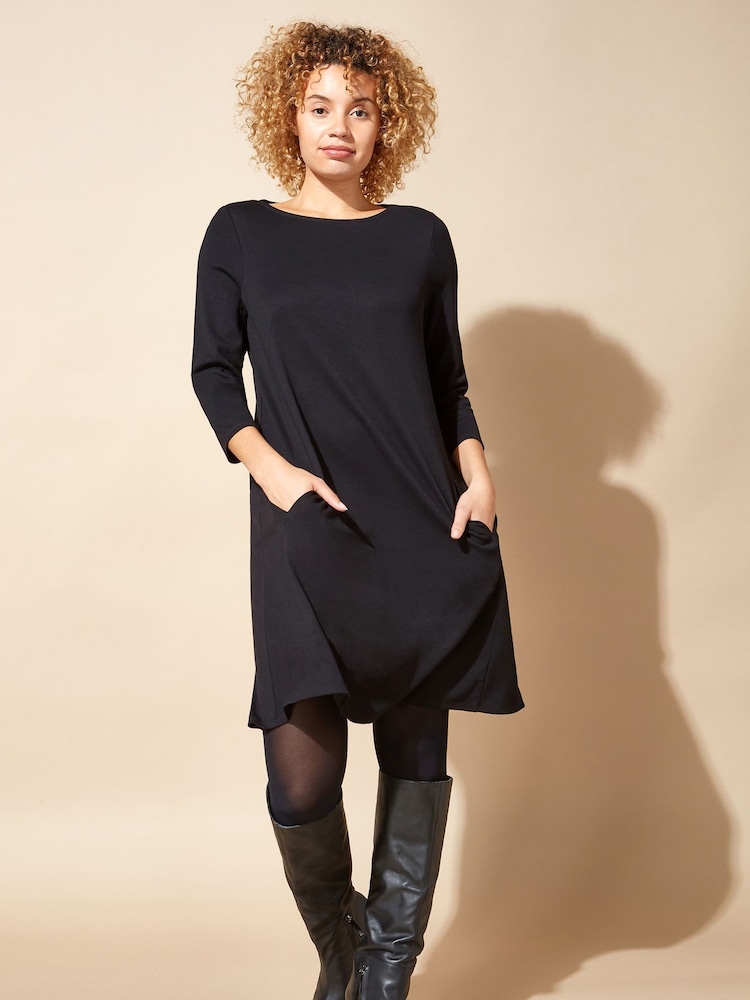Roman Black A-Line Pocket Detail Swing Dress - Image 1 of 4