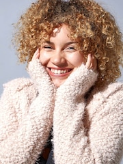 Roman Pink Fluffy Hooded Cardigan - Image 5 of 5