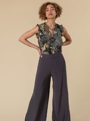 Roman Grey Wide Leg Stretch Trousers - Image 4 of 4