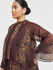 Simply Be Animal Georgette Frill Skater Dress - Image 4 of 4