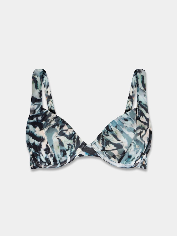 Mint Velvet Zebra Padded Underwired One Shoulder Ring Detail Bikini Top - Image 5 of 5