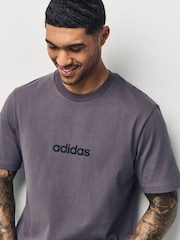 adidas Brown Essentials Linear Single Jersey 100% Cotton T-Shirt - Image 4 of 5