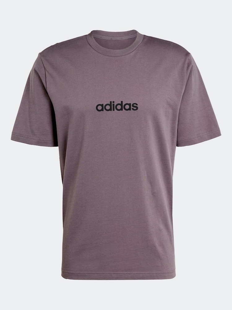 adidas Brown Essentials Linear Single Jersey 100% Cotton T-Shirt - Image 5 of 5 adidas Brown Essentials Linear Single Jersey 100% Cotton T-Shirt - Image 5 of 5