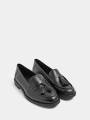 Yours Curve Black Extra Wide Fit Tassel Trim Leather Loafers - Image 3 of 5