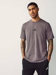 adidas Brown Essentials Small Logo Single 100% Cotton Jersey T-Shirt - Image 1 of 5