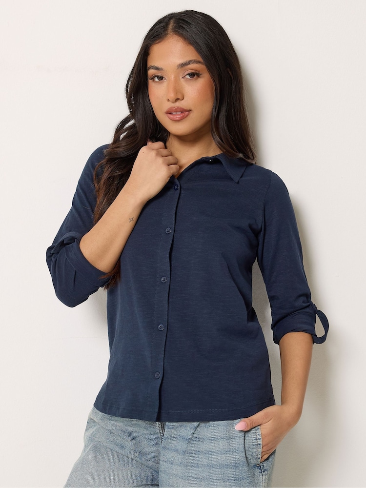 PixieGirl Petite Blue Button Cotton Shirt - Image 1 of 6 PixieGirl Petite Blue Button Cotton Shirt - Image 1 of 6