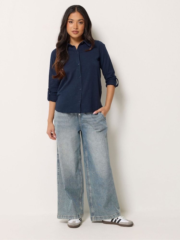 PixieGirl Petite Blue Button Cotton Shirt - Image 2 of 6 PixieGirl Petite Blue Button Cotton Shirt - Image 2 of 6