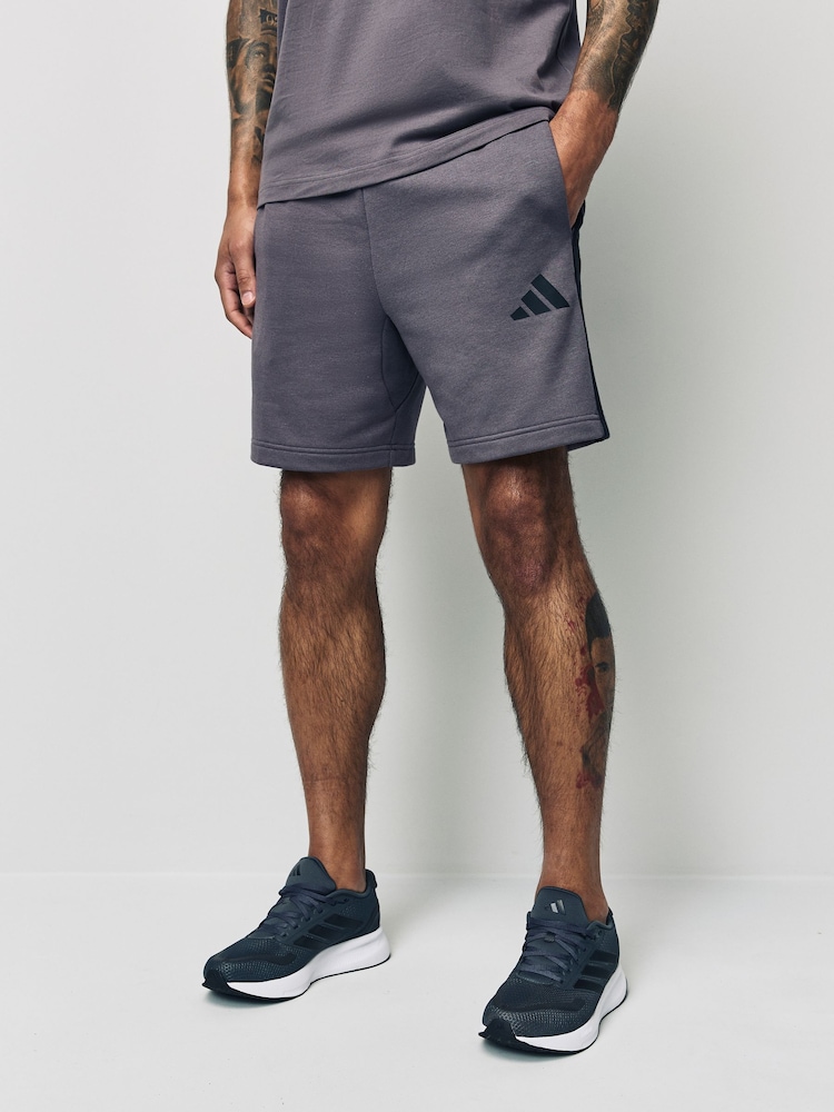 adidas Grey Essential 3-Stripes French Terry Shorts - Image 1 of 5 adidas Grey Essential 3-Stripes French Terry Shorts - Image 1 of 5