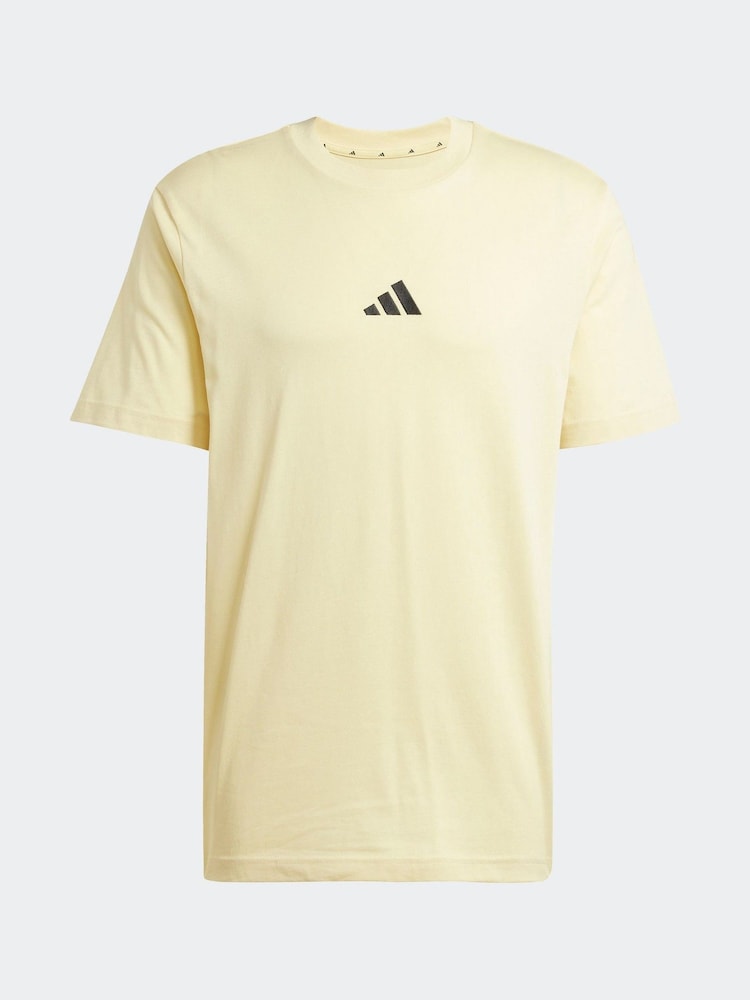 adidas Yellow Essentials Small Logo Single 100% Cotton Jersey T-Shirt - Image 10 of 10