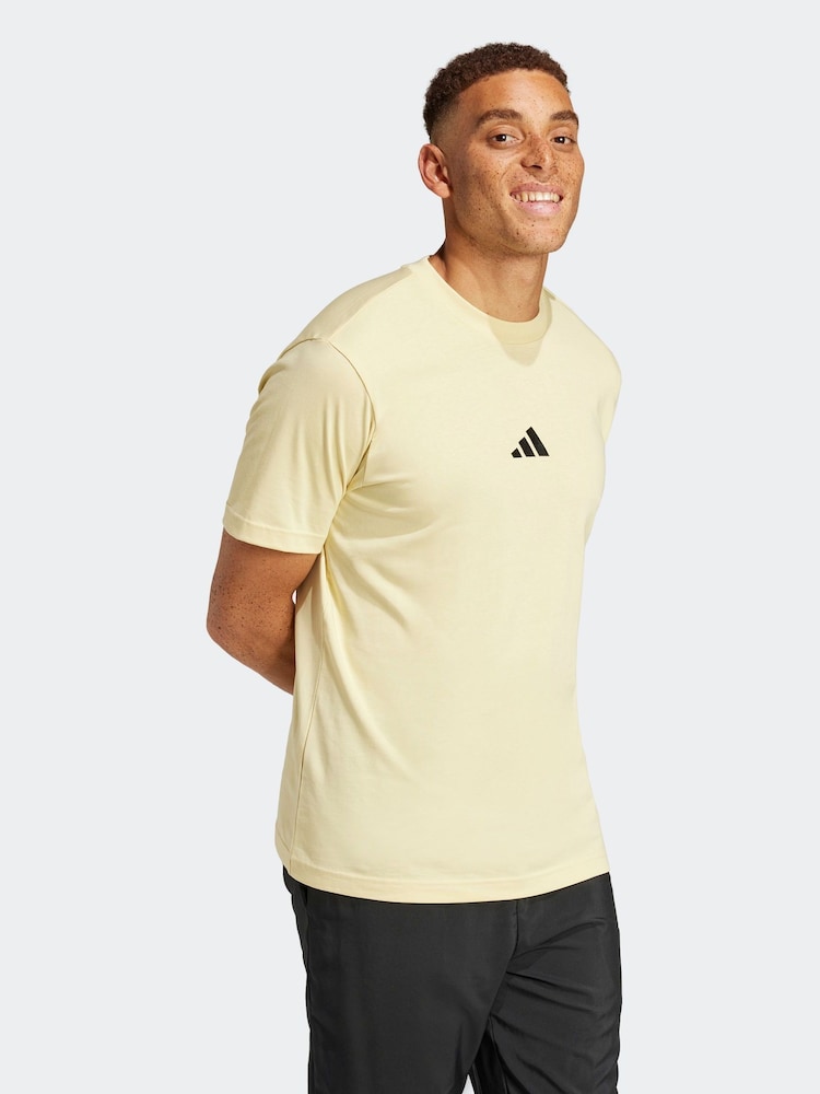 adidas Yellow Essentials Small Logo Single 100% Cotton Jersey T-Shirt - Image 4 of 10