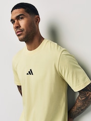 adidas Yellow Essentials Small Logo Single 100% Cotton Jersey T-Shirt - Image 6 of 10