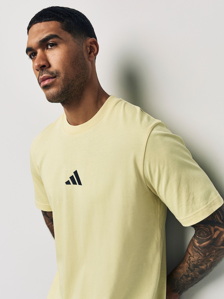 adidas Yellow Essentials Small Logo Single 100% Cotton Jersey T-Shirt - Image 6 of 10