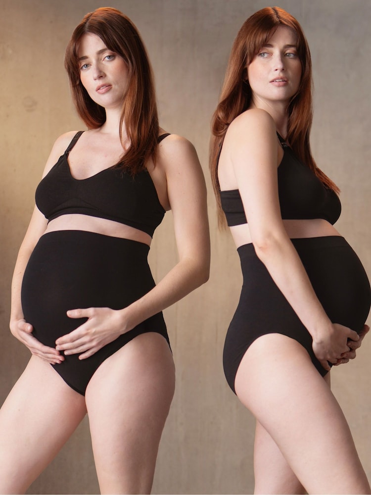 Seraphine Bamboo Overbump Black Underwear 2 Pack - Image 1 of 8