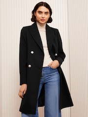 Friends Like These Black Petite Double Breasted Coat - Image 1 of 5