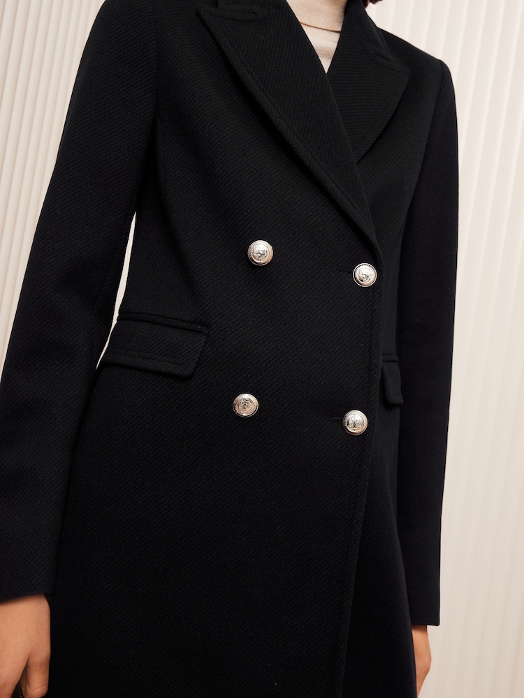 Friends Like These Black Petite Double Breasted Coat - Image 3 of 5