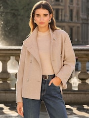 Friends Like These Cream Petite Short Funnel Neck Coat - Image 1 of 4